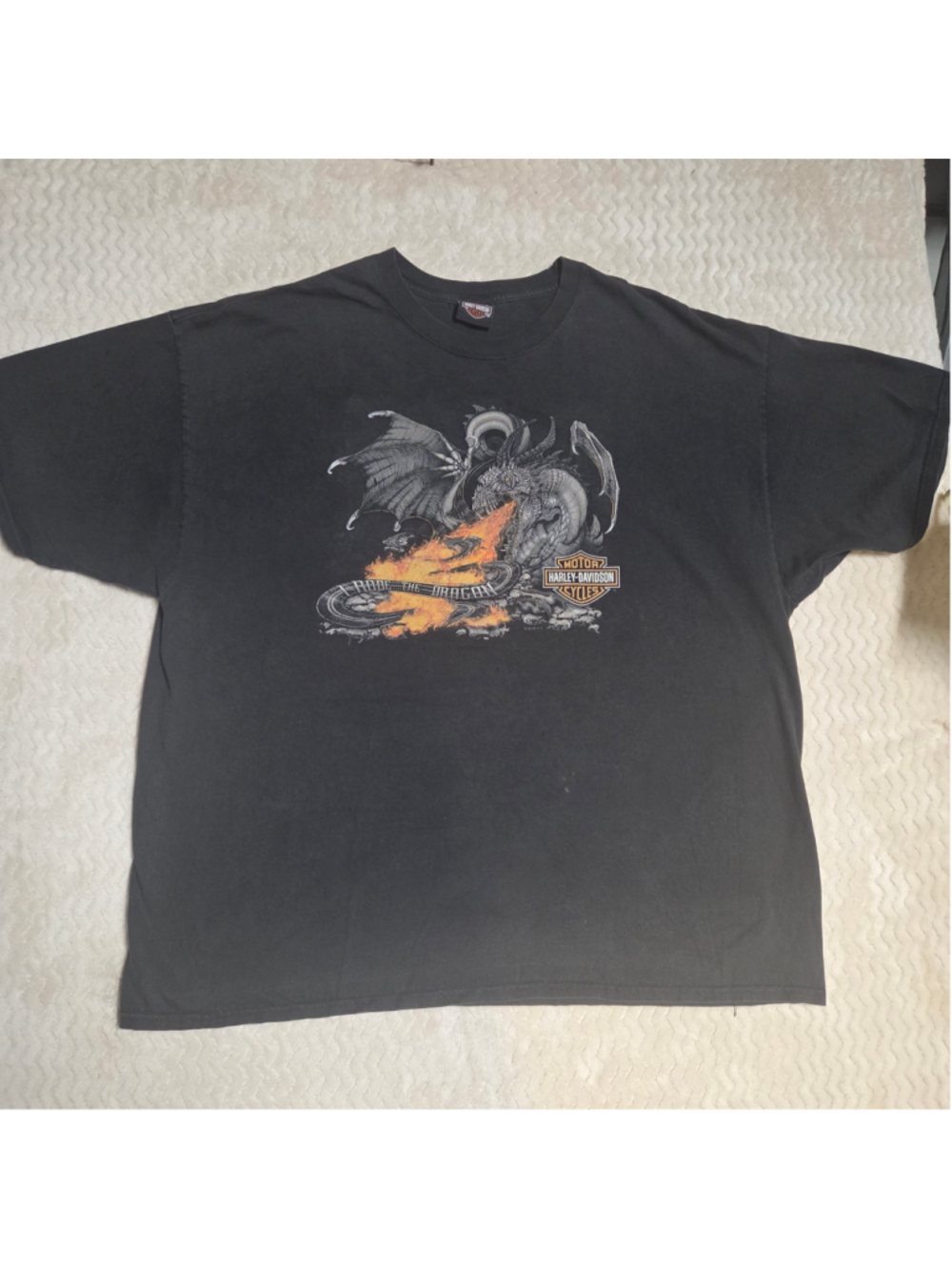 Men's Harley-Davidson Graphic Tee Shirt XL Black Orange Dragon Print